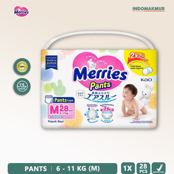 IDM - Merries Premium Popok Bayi Celana Ukuran M 28 Pcs